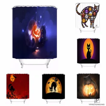 

Custom Colorful Halloween Cat Waterproof Shower Curtain Home Bath Bathroom s Hooks Polyester Fabric Multi Sizes180509-18