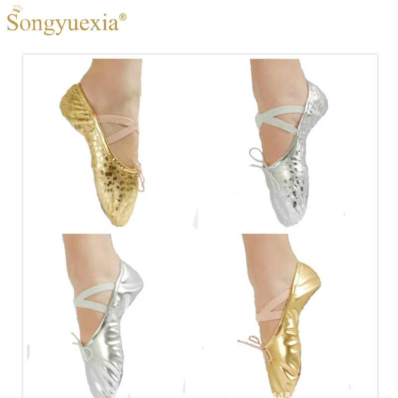 SONGYUEXIA Girls Ballet Dance Shoes Golden Silver Burst Light Adult Claw Shoes Belly Dance Show Shoe Accessory Ballet Dancewear