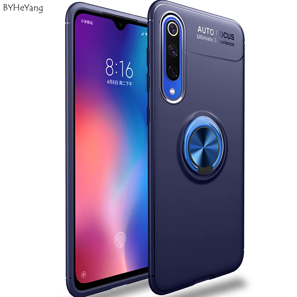 Для Xiaomi mi 9 SE чехол металлическое кольцо кронштейн заднюю крышку для Xiaomi mi 9 SE чехол для телефона на mi 9 se mi 9se держатель мягкий, роскошный, из ТПУ чехол