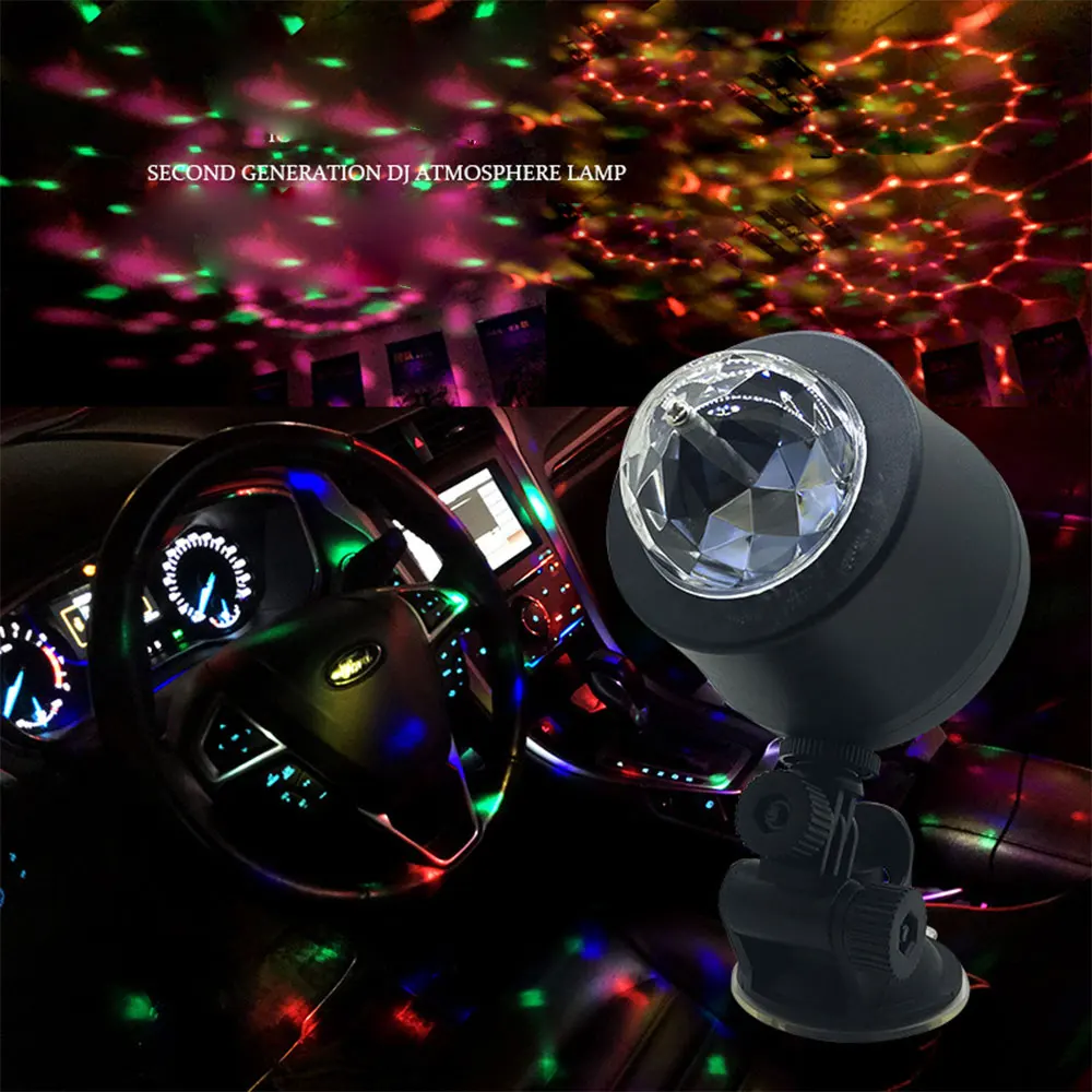 

Tanbaby Car Music Rhythm Light DC5V LED Stage Lamp Car Atmosphere Lights 6 Color Voice Control Rhythm LED Stage Lighting Effect
