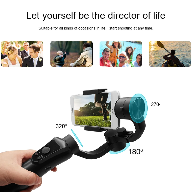 SOOCOO Gimbal Stable Platform 3-Axis Stabilized Handheld Gimbal Extension Mobile Phone Video Stabil