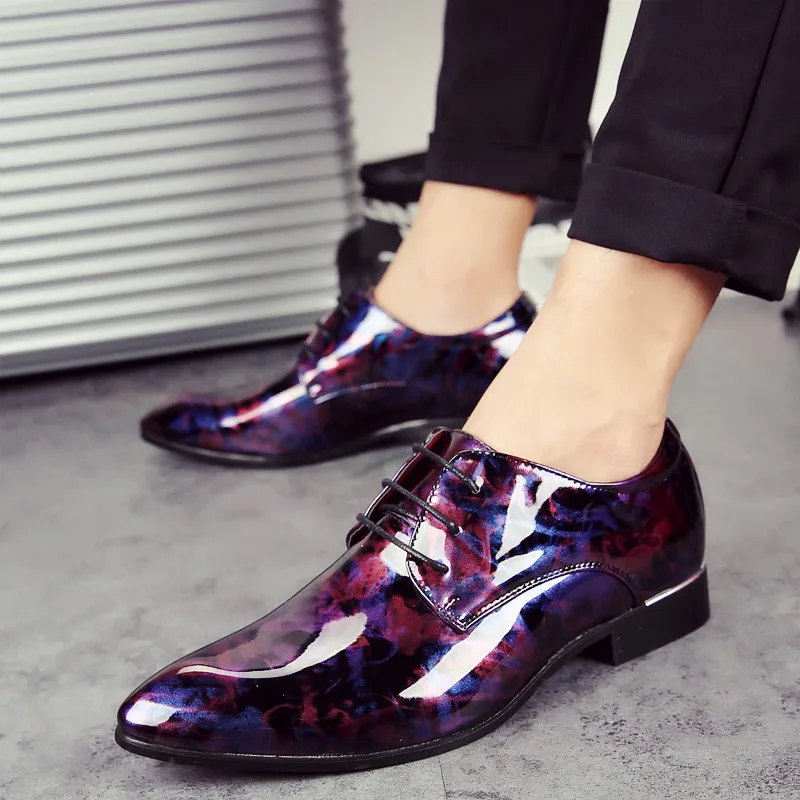 fashion camouflage men patent leather shoes mixed colors italian dress male footwear print flower wedding oxford shoes for men (28)
