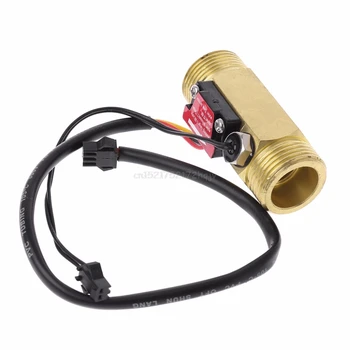 

G3/4" Flow Sensor Water Flow Switch With Temperature Detection For Turbine Liquid Sensor Copper Shell Hall Flow Meters My02 19