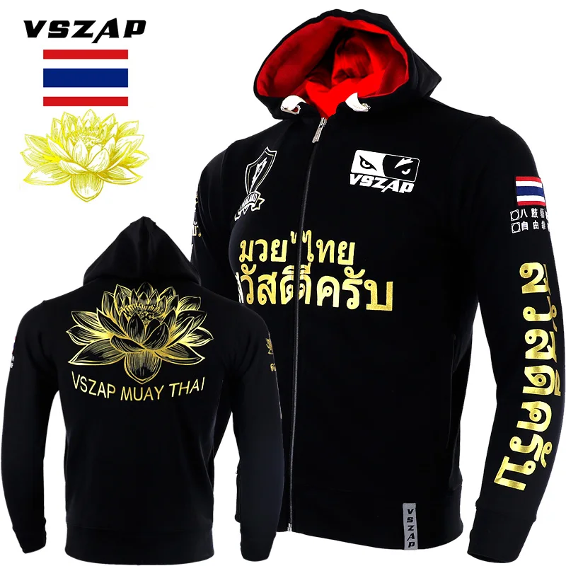

VSZAP Mens Jacket MMA Hoodie Fitness Men Sweatshirt mma Tiger Muay Thai Lotus Print Fighting Sweater Hoodies Hooded Sweatshirt