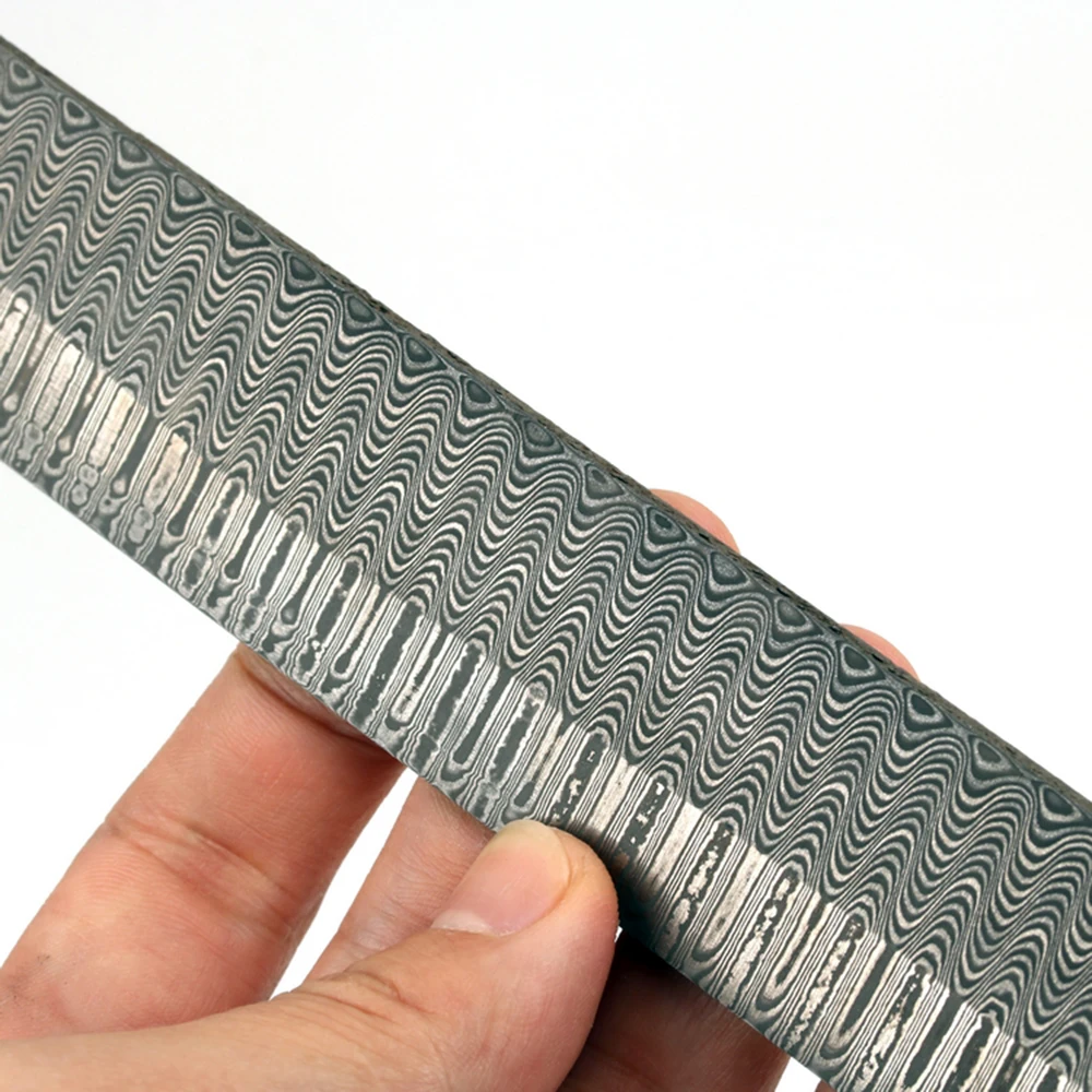 DIY knife Damascus steel plate imitation Swedish powder steel [ladder pattern] HRC59 Sandwich steel EDC