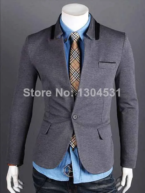 Стильная мужская свободного покроя slim подходят одна кнопка костюм мода пиджак