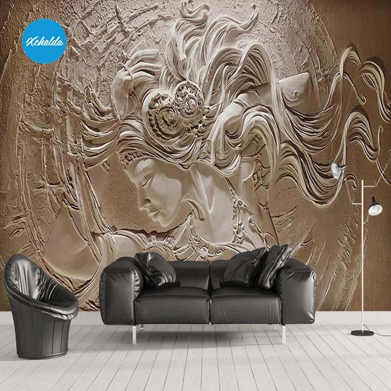 

XCHELDA Custom 3D Wallpaper Design Embossed Beauty Photo Kitchen Bedroom Living Room Wall Murals Papel De Parede Para Quarto