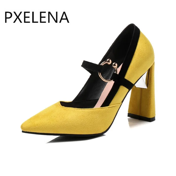 PXELENA 2018 весенние новые женские туфли лодочки на массивном блочном высоком