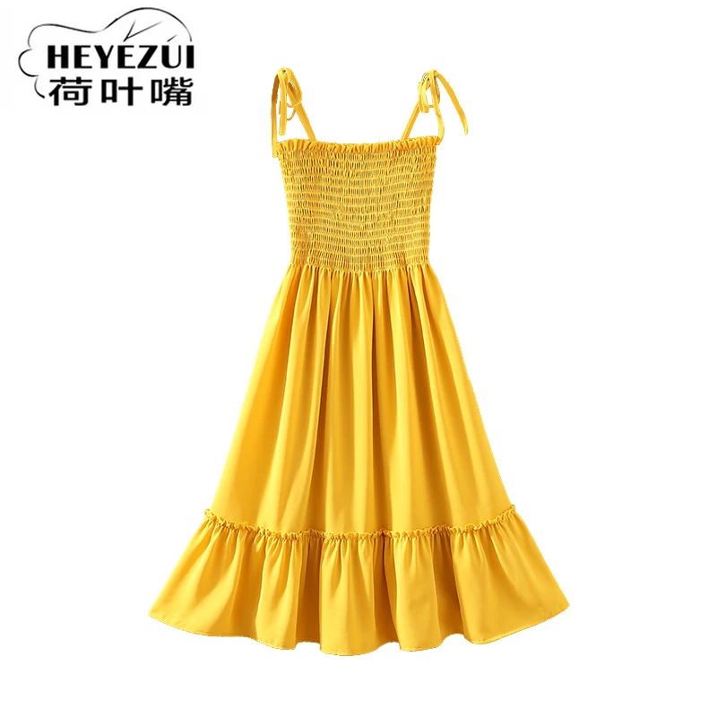 

Summer Girl 2019 New Chiffon spaghetti strap Dresses Student Dresses solid color