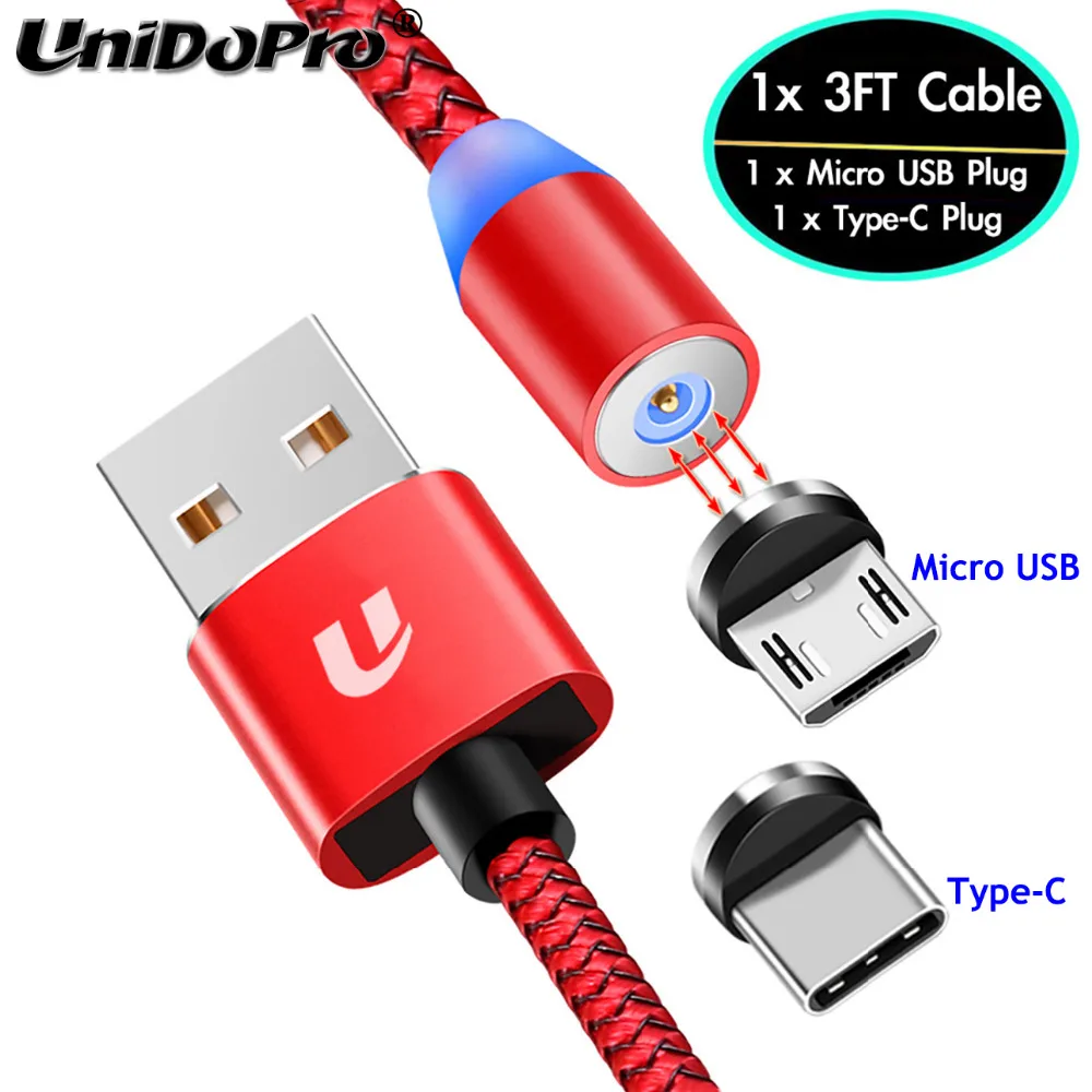 Cable w 2 Plugs Микро-Тип usb C светодиодный магнитный кабель для samsung Galaxy S10 S10E S9 S8 S7 S6 Edge+ Примечание 10 9 8 5 A10 A20 A30 A40 A50 A60 A70 A80 - Тип штекера: Cable w 2 Plugs