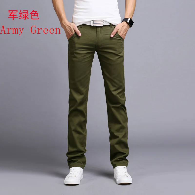 Новая мода лето большой Размеры Для мужчин s прямые брюки-карго мужские брюки Чинос Повседневное Slim Fit весна Армейский зеленый деловые брюки Костюмы - Цвет: Армейский зеленый