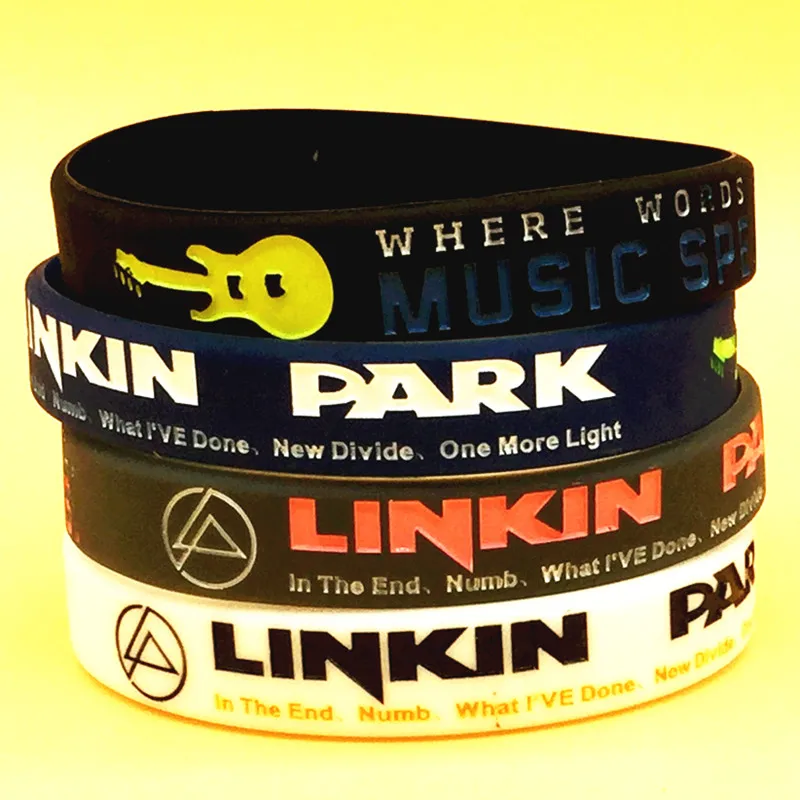 

1pc new design linkin park star music musician sport motivational Silicone Wristband Bracelets for craft gifts