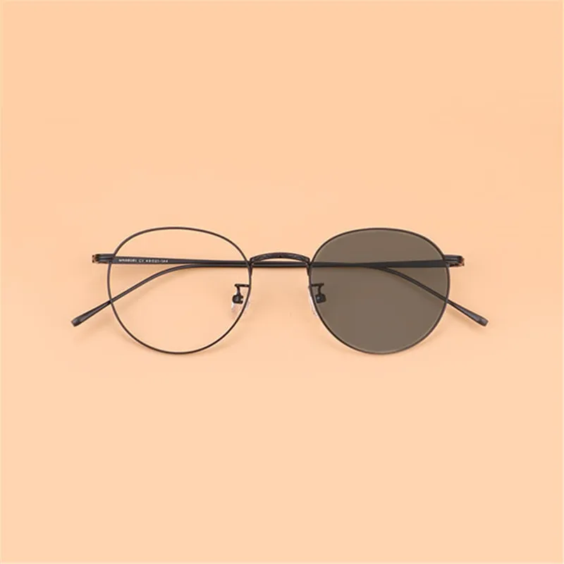 Ретро круглые солнечные фотохромные готовые очки для близорукости, оправа для мужчин и женщин, солнцезащитные очки для близорукости, очки с коробкой NX - Цвет оправы: black -200