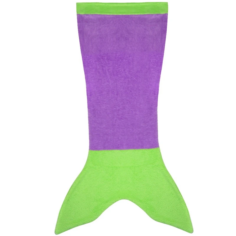Мягкое Флисовое одеяло ручной работы с хвостом русалки, теплый костюм-кокон для девочек, милый детский спальный мешок - Цвет: L Purple Green