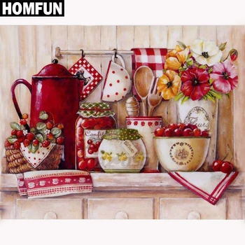

HOMFUN Full Square/Round Drill 5D DIY Diamond Painting "Tableware & Flowers" Embroidery Cross Stitch 5D Home Decor Gift