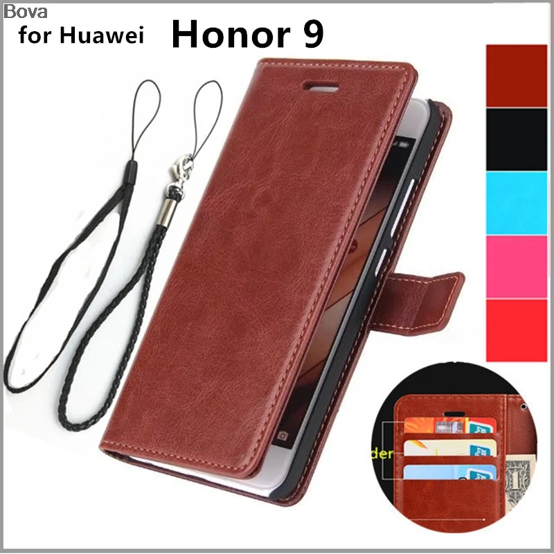 

card holder cover case for Huawei Honor 9 Pu leather case Protective Cover Retro holster wallet flip case