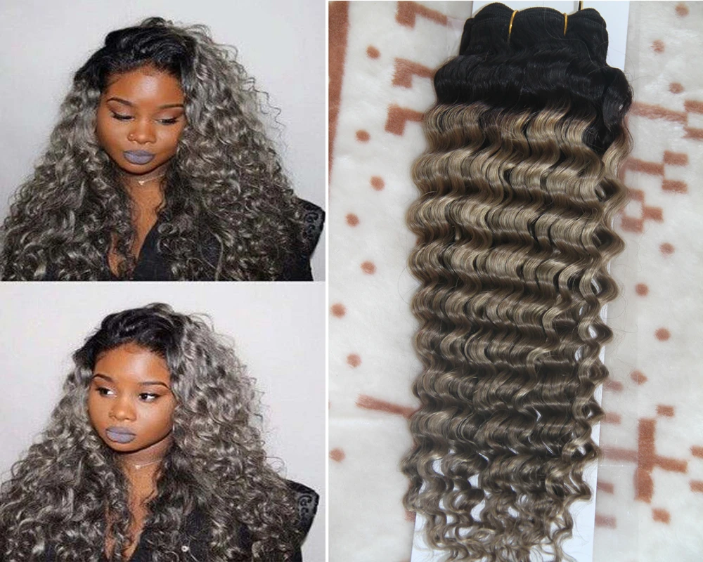 Silver Grey Hair Weave/Natural Black Two Tone Ombre Brazilian Curly Wave  Virgin Human Weave Hair Deep Curly Weave Weft stock|weft hair|weft  machineweave synthetic - AliExpress