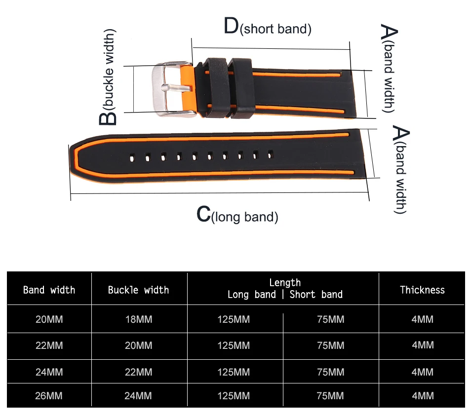BEAFIRY мягкий силиконовый резиновый ремешок для часов Strap20 22 24 26 мм водонепроницаемый ремешок для часов черный серый черный оранжевый черный синий черный красный