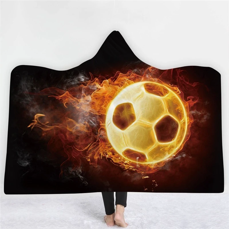 

Winter Wearable Hooded Blanket Adults Football Baseball Basketball Sofa Couch Bed Cover Fleece Hoodie Blanket Kid Xmas Gift