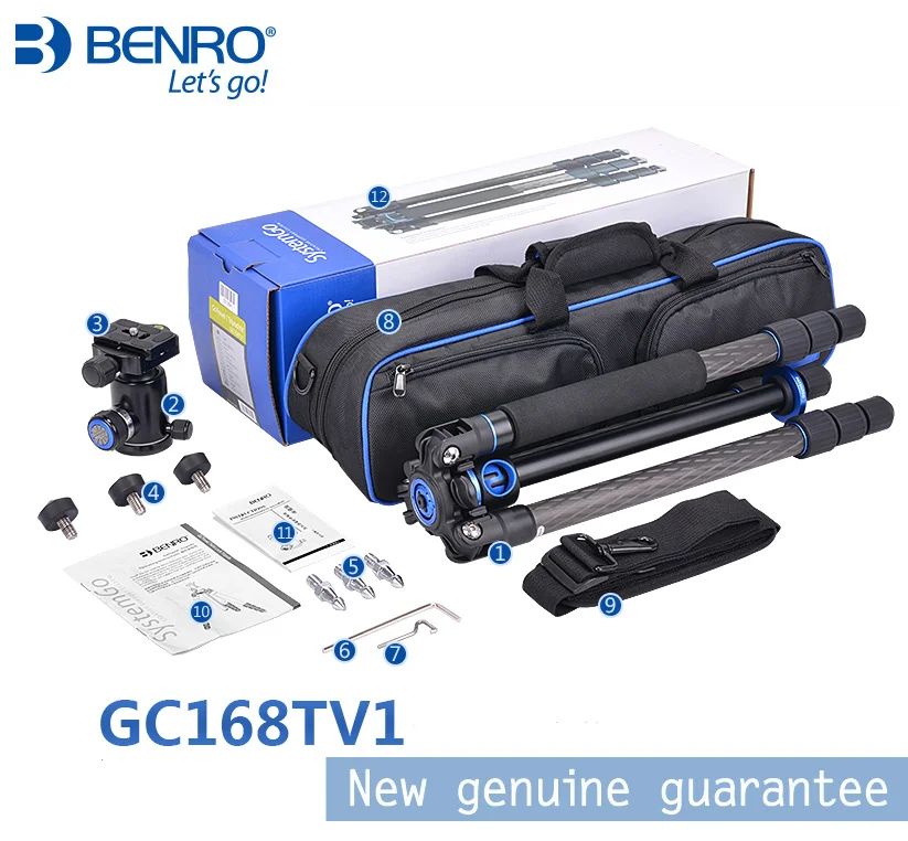 Benro GC168TV1 Carbon Fiber Professional Tripod varia Monopod For Camera with V1 Head 4 Section | Электроника
