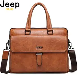 Jeep buluo бренд Для мужчин Tote Повседневное Портфели Бизнес коричневая сумка через плечо кожа высокое качество Курьерские сумки 14 "ноутбук A4