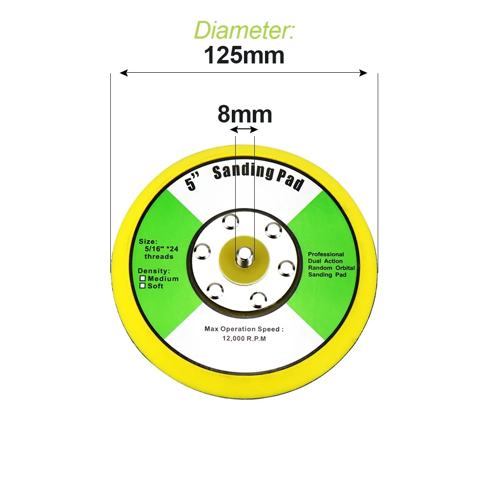 LANNERET 125 мм 6 отверстий наждачная бумага присоски M8 нить экстравагантная шлифовальный диск Pad двойного действия орбитальная Шлифовальная прокладка - Цвет: 1pc non-hole