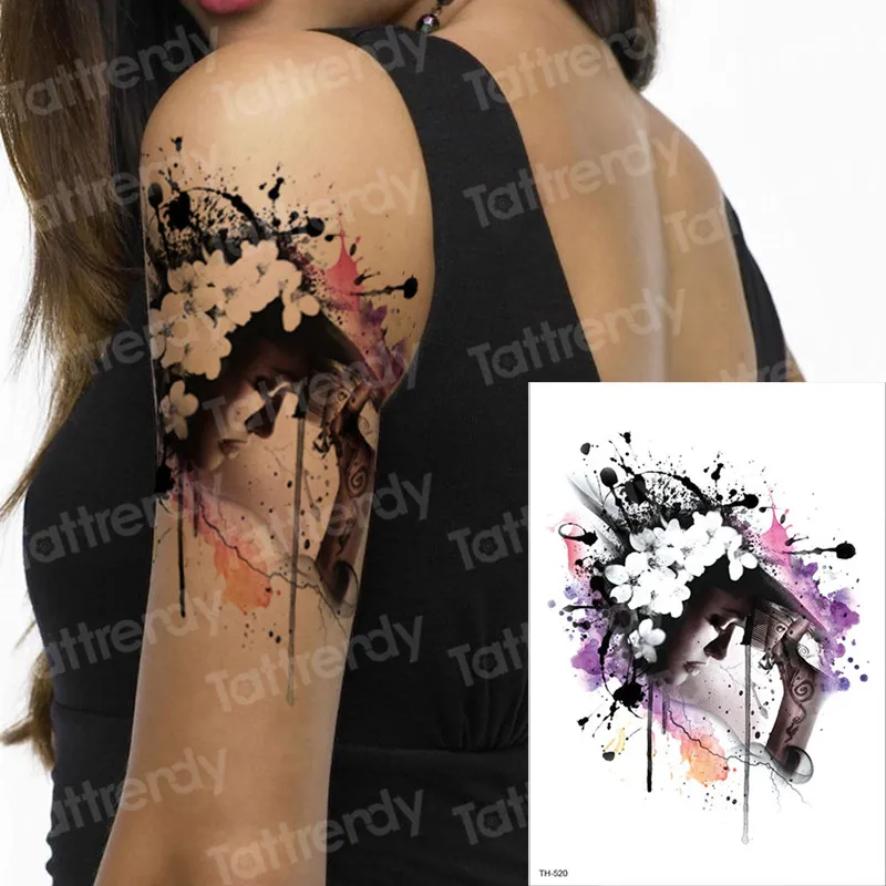 Временная татуировка на тело Сексуальная Татуировка для женщин временные татуировки наклейки на тело наклейки на тему Хэллоуина лицо поддельные татуировки Череп 3D