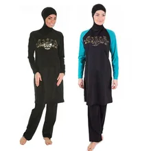Принт скромная одежда для плавания размера плюс мусульманский купальный костюм полное покрытие Hajib мусульманский купальный костюм мусульманская одежда для плавания