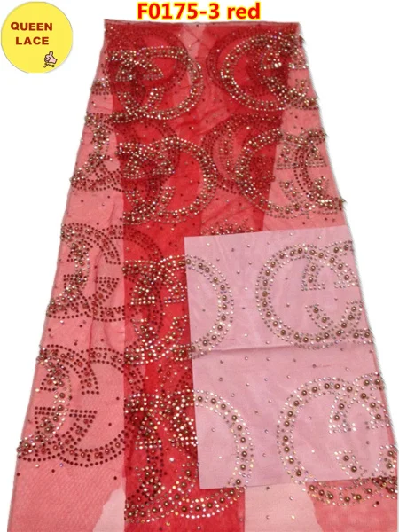 Африканские кружевные платья кружевной французский фатин нигерийское кружево кружевной ткани с камнями - Цвет: red