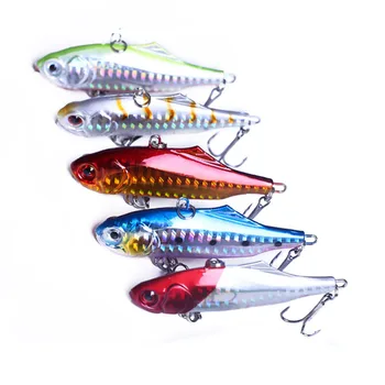 

5Pcs/lot 7.5cm 24g Winter VIB Fishing Lure Hard Bait With Lead Inside Ice Sea Fishing Tackle Diving Swivel Jig Wobbler Lure