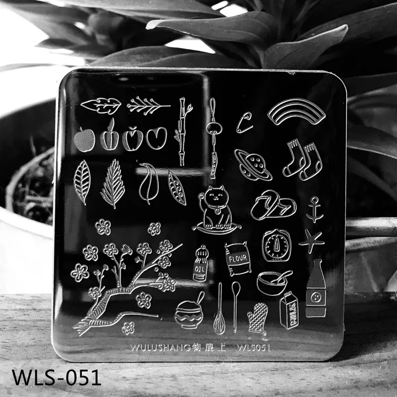 Квадратные штамповочные пластины из нержавеющей стали с изображением цветка, Листьев, животных, неправильного дизайна, трафареты для дизайна ногтей, аксессуары для дизайна ногтей, инструмент - Цвет: WLS51