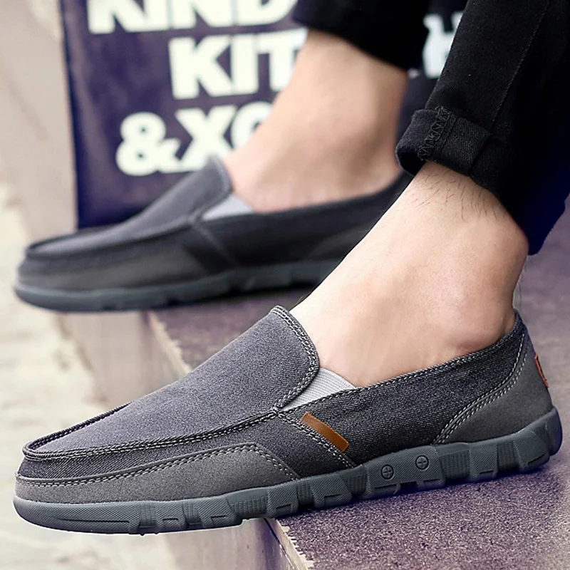 

Canvas shoes Plus size 38-48 Band shoes for men Slip-on Rubber Men's sneakers Sweat-Absorbant Breathable Chaussure homme