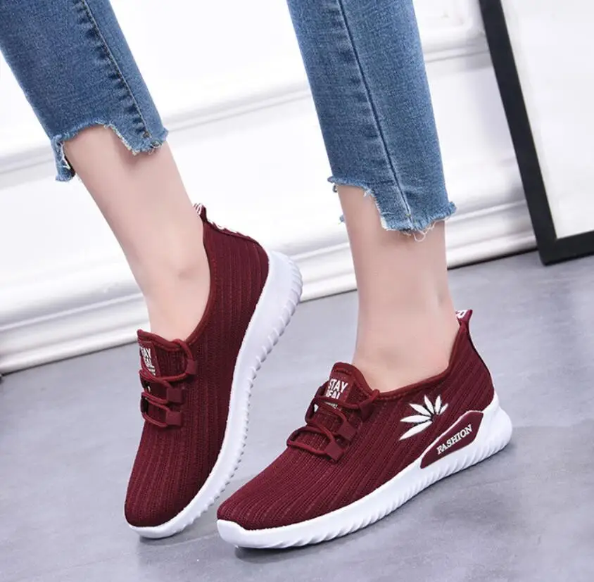 Ake Sia/Женская обувь модные вязаные сетчатые туфли на шнуровке Zapatillas прогулочная