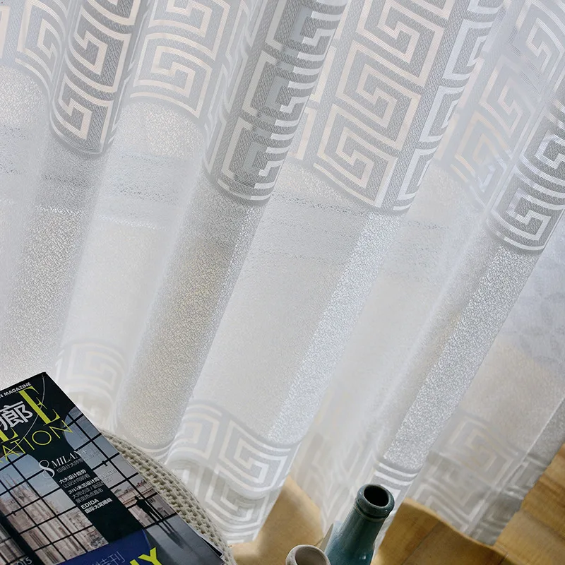 Sólido moderna ventana Cortinas de tul para sala de estar geométrica blanco velo pura forro Voile dormitorio solo Panel Cortinas hueco Sólido moderna ventana Cortinas de tul para sala de estar geométrica blanco velo pura forro Voile dormitorio solo Panel Cortinas hueco