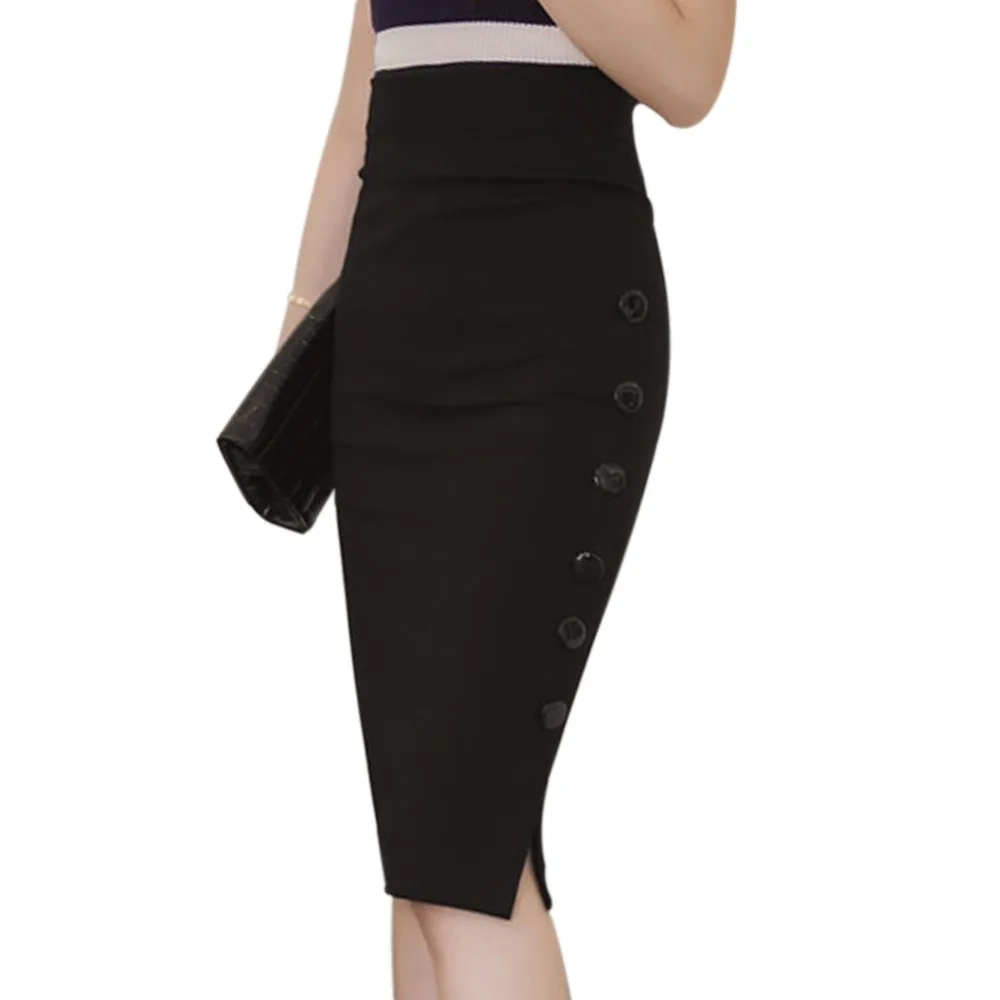 

2017 Fashion Autumn New Women Skirt Plus Size High Waist Work Slim Pencil Skirt Open Fork Sexy Office Lady Midi Skirts female