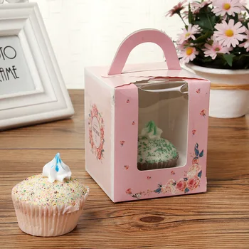 

Spring Floral Series Portable Cupcake Box Single Muffin Cake Package Boxes Wholesale W9277