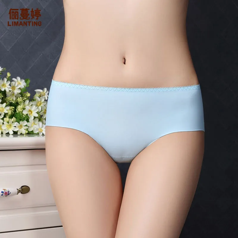 Г жа Ice Шелковый бесшовные трусы sexy один середины талии удобные дышащие пакет хип