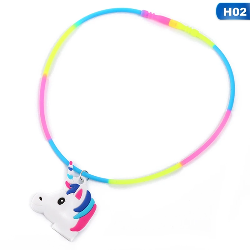 Rainbow Unicorn Pendant Rubber Necklaces Accessories -Unicorn Fashion HTB1AXygXzzuK1RjSspeq6ziHVXaF