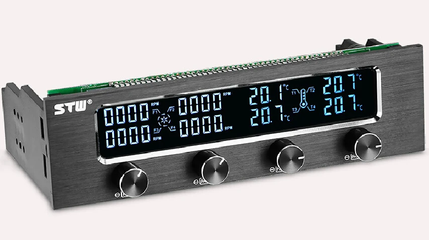 

Fan speed controller 4 set, can be OFF, Aluminum alloy, Optical Drive Bay, fan temperature LCD display, fan speed, 36W, STW-6041