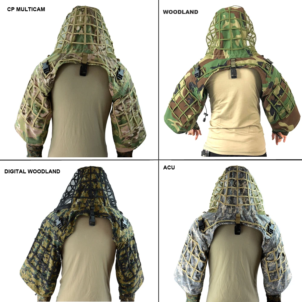 ROCOTACTICAL Ghillie Suit Foundation Ripstop Sniper Ghillie Viper Hood Woodland /ACU/Digital Woodland ghillie suit