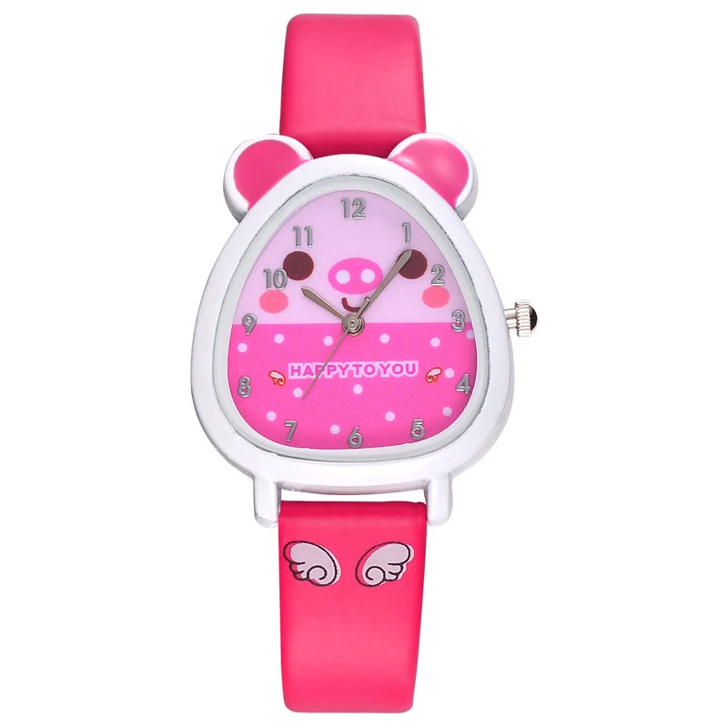 Дропшиппинг хомяк в форме циферблата кварцевые наручные часы с pu кожаным ремешком милые часы с героями мультфильмов - Цвет: rose red