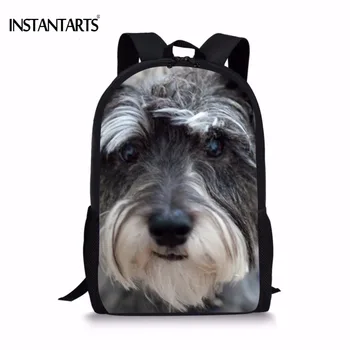 

INSTANTARTS Kawaii 3D Dog Schnauzer Print Boys Girls School Bags Casual Schoolbags for Primary School Students Children Backpack