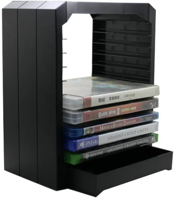 Best Price For Xbox one Vertical Storage Tower for Microsoft Game Blue-ray Disc Storage Holder with Extra Drawer For PS4 For Xboxone