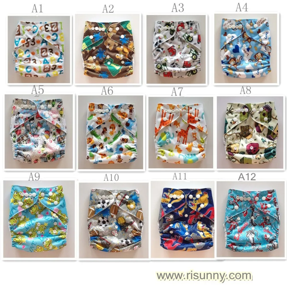 Тканевые подгузники Risunnybaby + бамбуковая вставка 5 слойные детские подходящие для