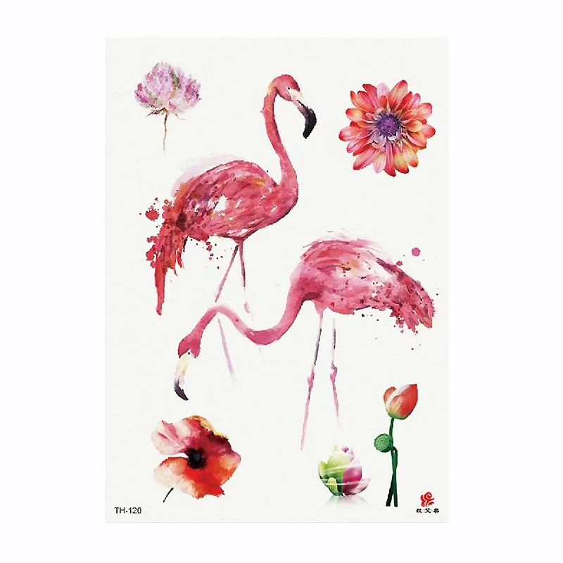 

1 Sheet Watercolor Animal Temporary Tattoo Flamingos Decal Body Sticker TH120 Water Transfer Tattoo Paper