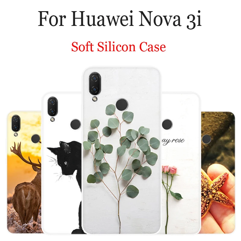 Чехол для huawei Nova 3i силиконовая Мягкая задняя крышка для huawei Nova 3 i мультяшный узорчатый чехол для телефона Nova3i оболочка Coque Funda