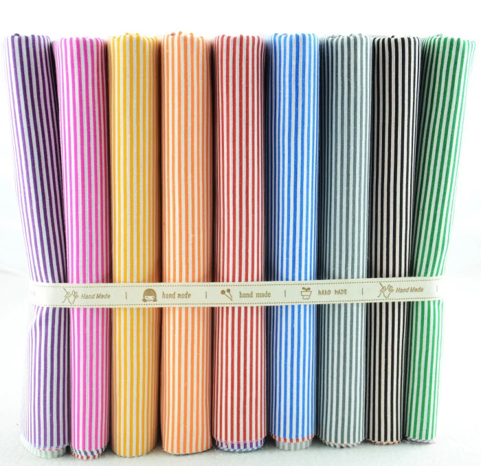

Booksew Cotton Fabric 9 Colors Assorted Stripes Fat Quarter Bundle for Quilting Patchwork Needlework Scrapbooking 50x50cm W3B5-9