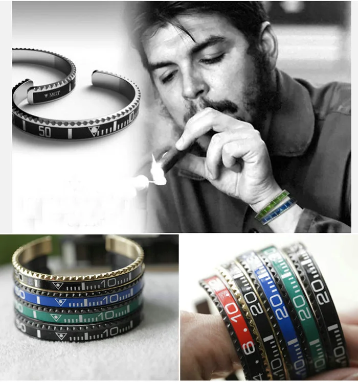 

Punk Style Opening Figure Bangles for Men Stailess Steel Colorful Gear Edge Trendy Men Bangles Jewelry