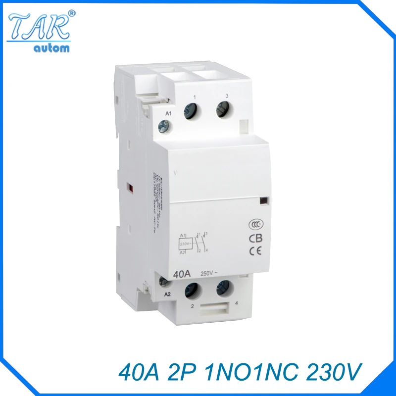 

AC 220 / 240V Coil 40A 1NO 1NC 2 Pole 2P Household AC Contactor Modular 35mm DIN Rail Mount 40Amp