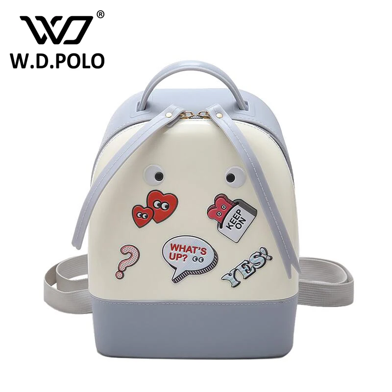 WDPOLO New all over sticker women jelly backpack pretty hot lady shoulder bag female two function